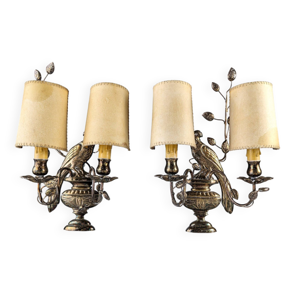 Applique/plafonnier Vintage Années 70 à Décor De Feuilles - Métal Et Verre - Style Baguès - Bon état