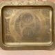 Antique Oriental Serving Tray Brass Chiseled Decor Vintage Kitchen