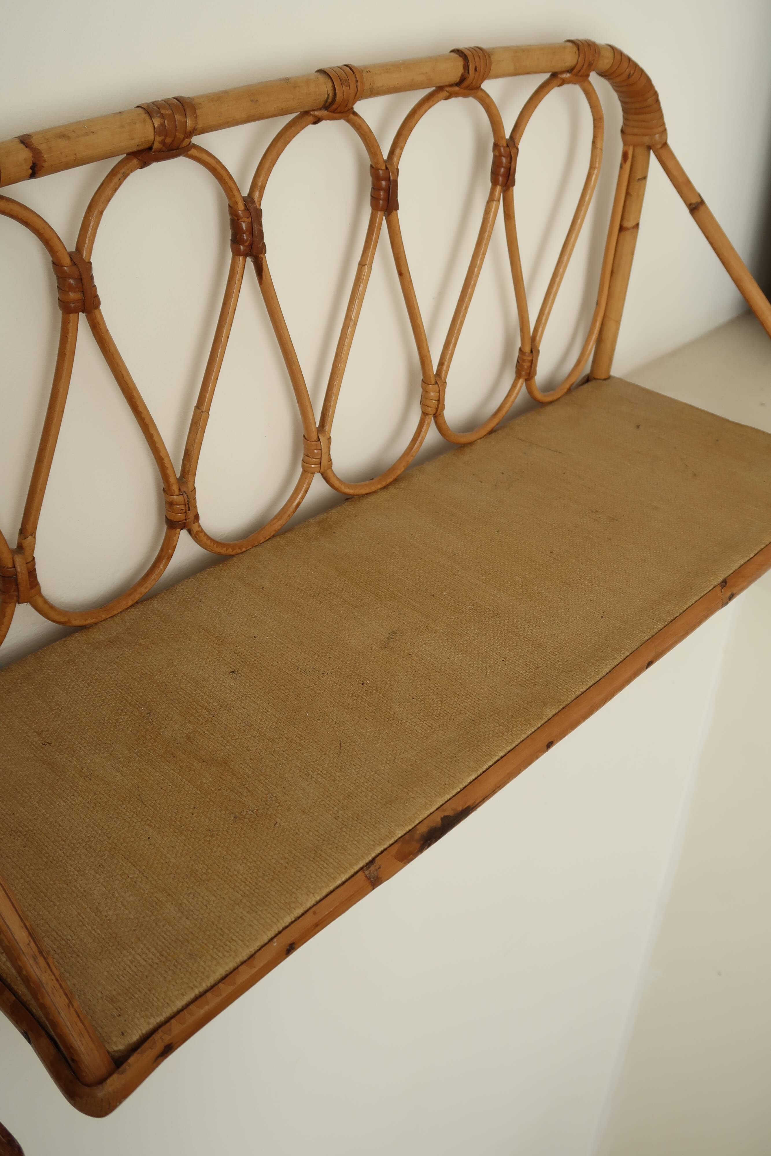 Pair of rattan wall shelves