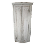 19th century curved corner cupboard in patinated oak