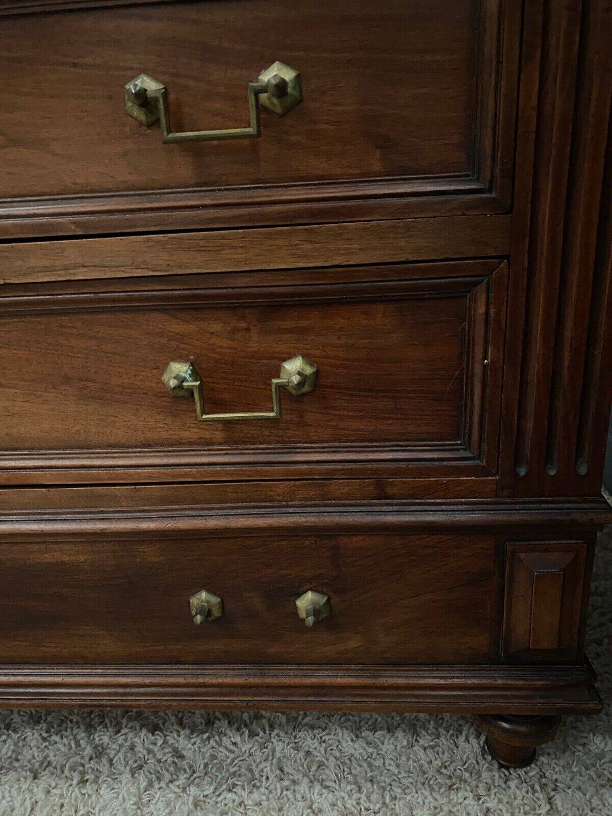 19th century Louis XVI style chest of drawers, white marble, fluted 4 drawers