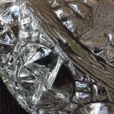 Structured glass round ceiling lamp vintage 60s-70s