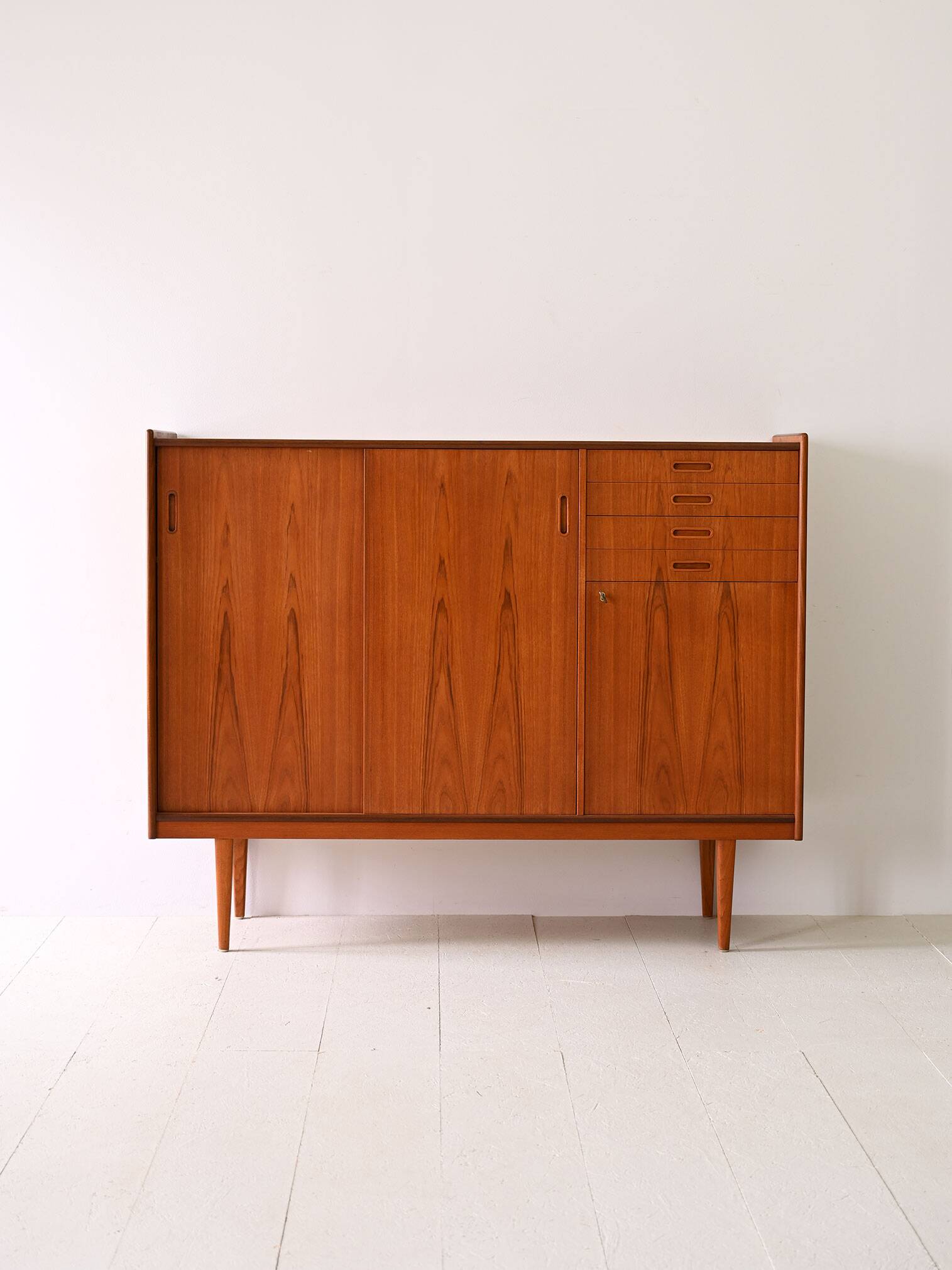 Vintage teak wood highboard