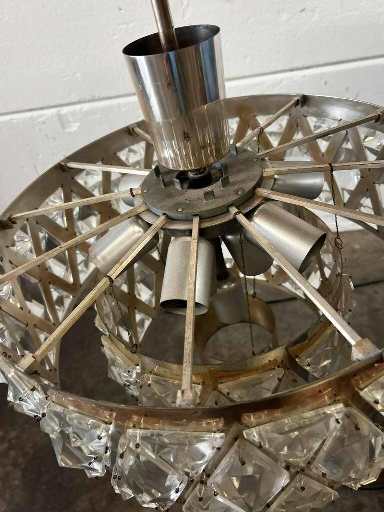 Vintage XL glass chandelier / Kinkeldey pendant light