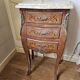 Louis XV style bedside table in marquetry with marble.