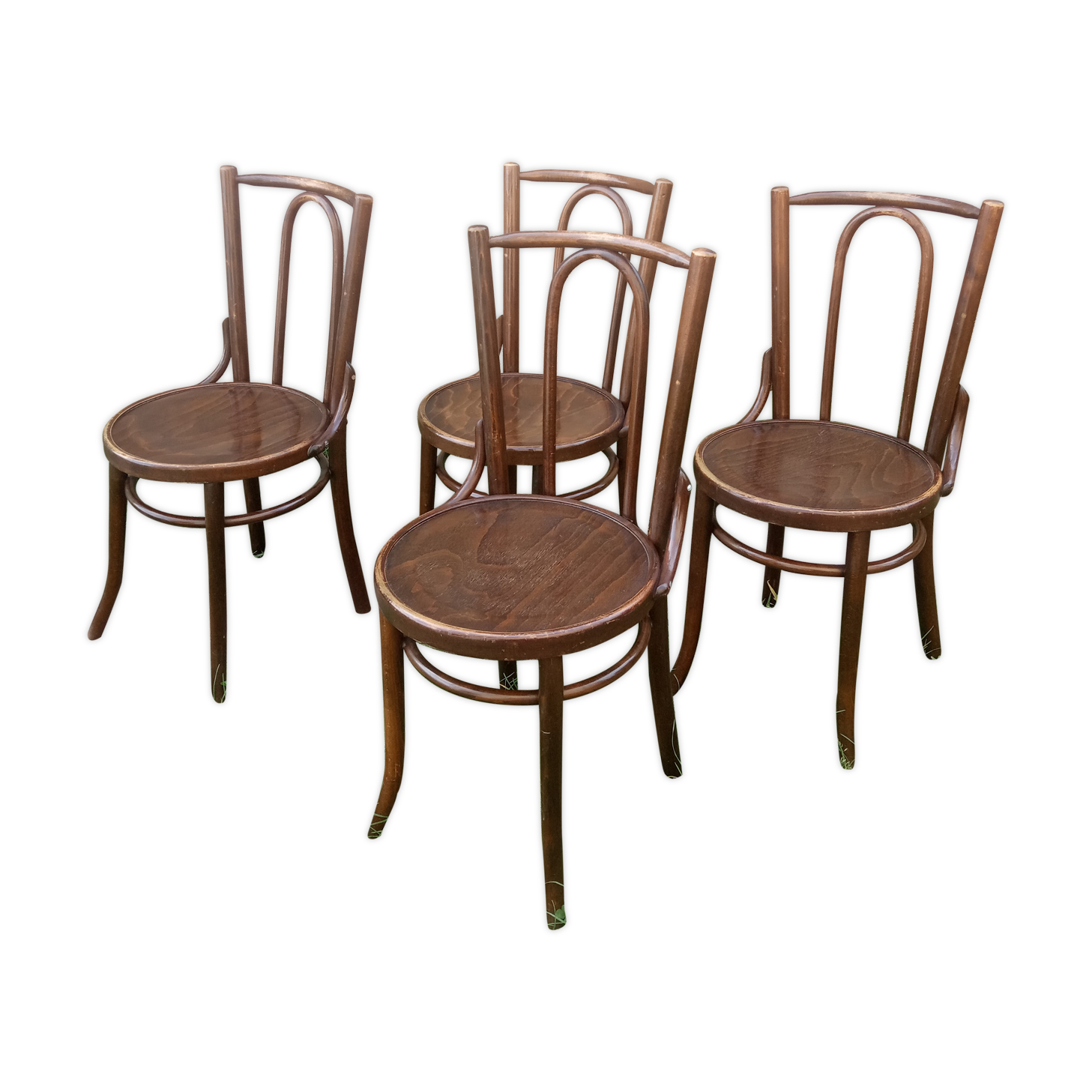 Set of 4 curved wooden bistro chairs