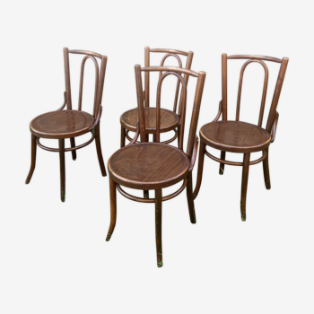 Set of 4 curved wooden bistro chairs
