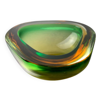 Green and yellow Sommerso empty pocket by Seguso, Murano glass, Italy, 1970