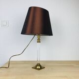 Hollywood Regency brass and plexiglass lamp, 1970s