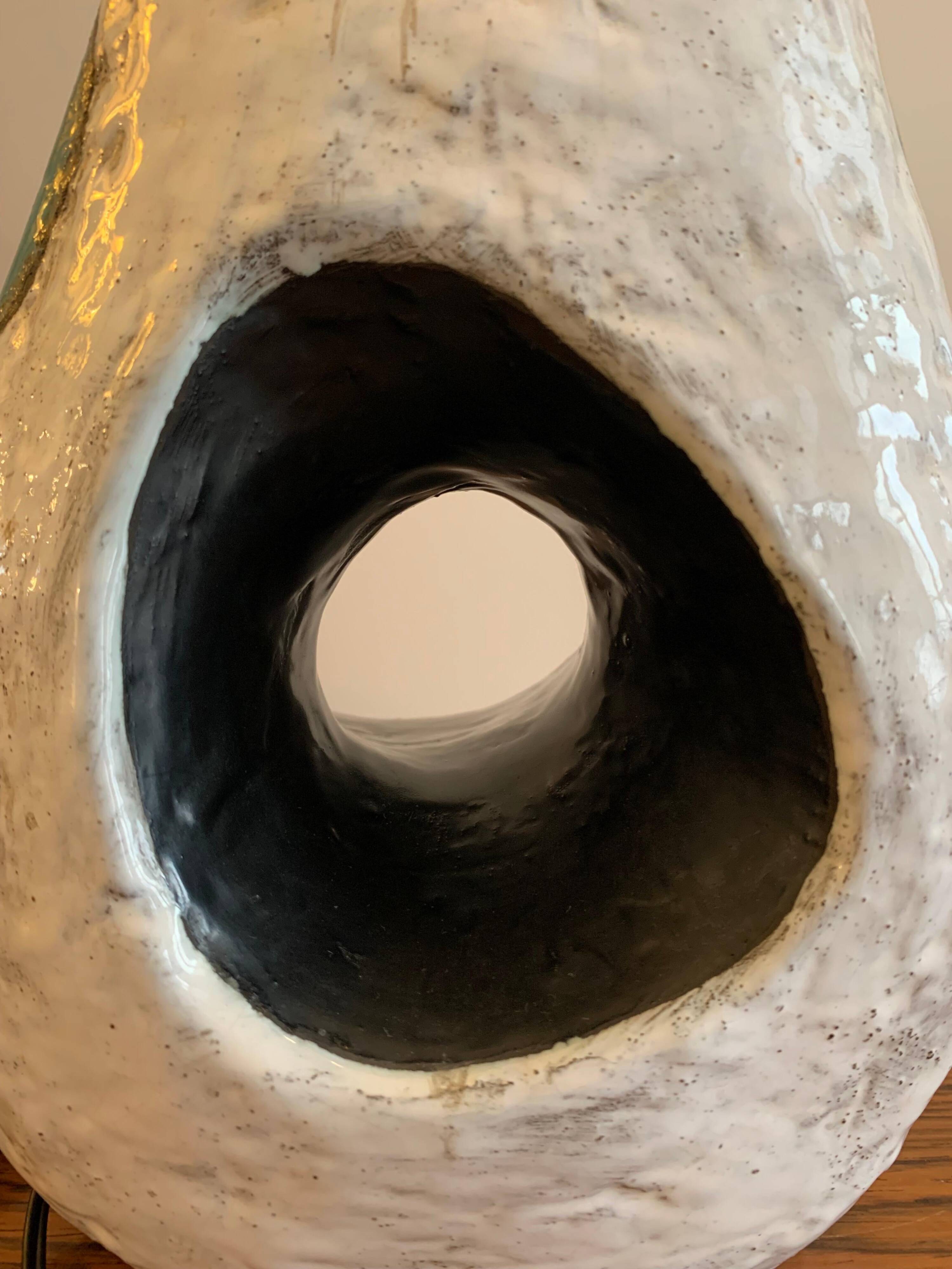 Asymmetrical ceramic lamp Vallauris France 1950, signed, unique