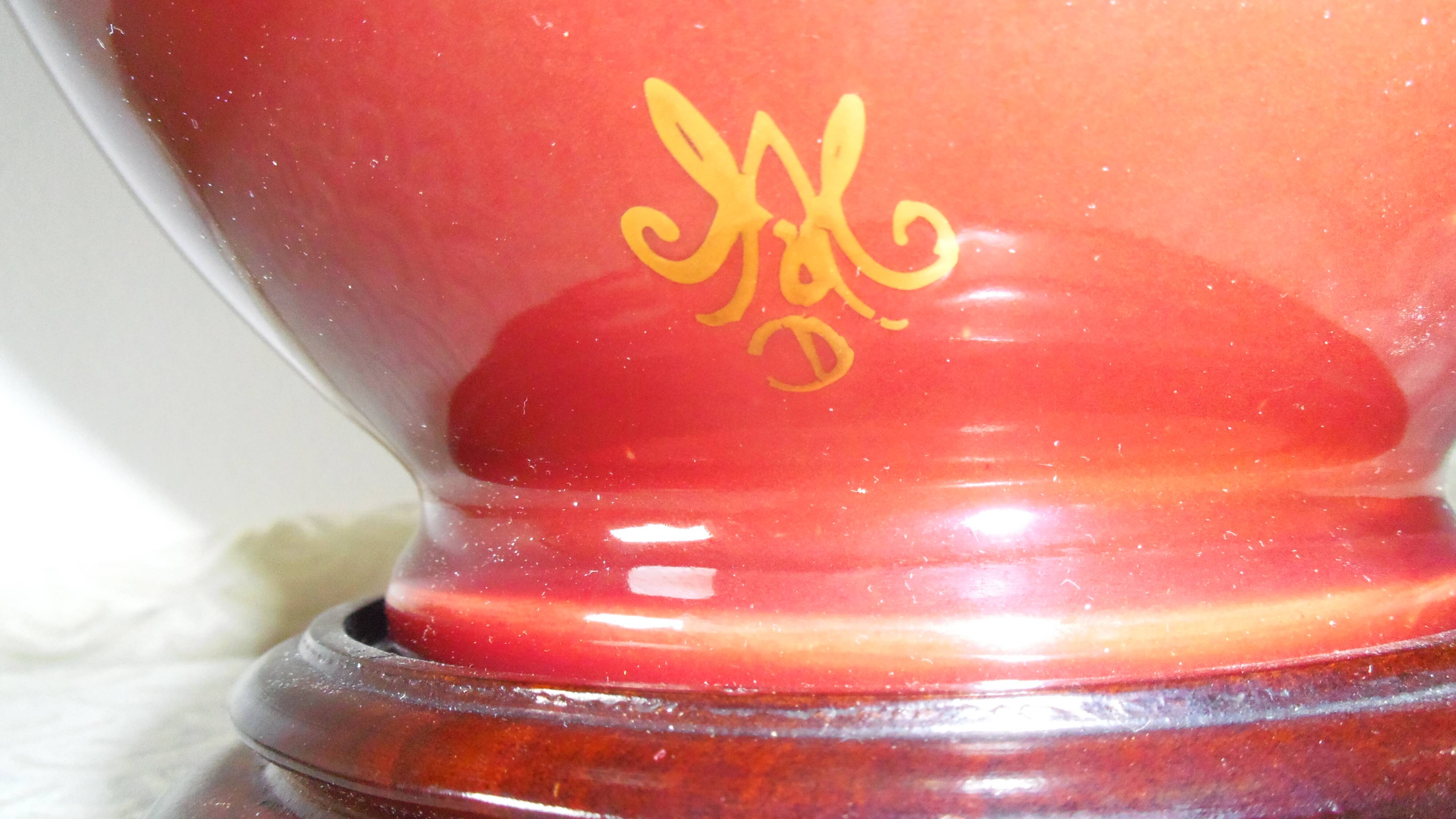 Table lamp. Faience signed M.A.D