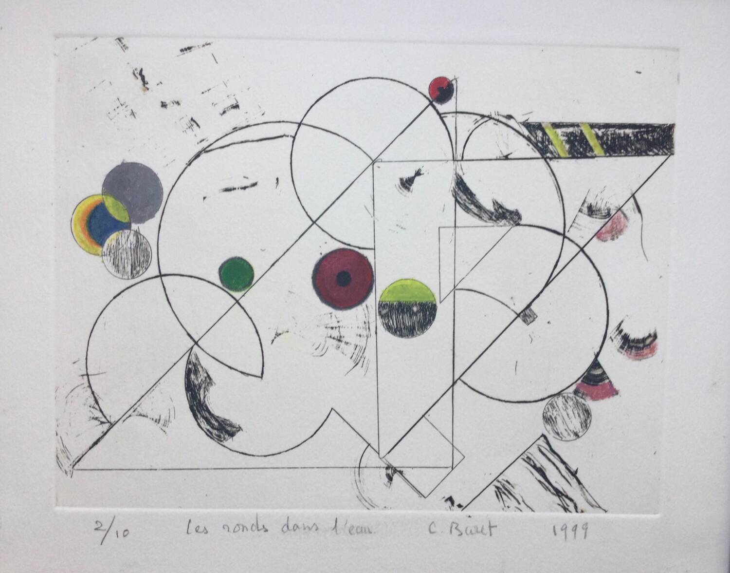 Enhanced etching. The round in the water. Claude BURET (1926-2010)