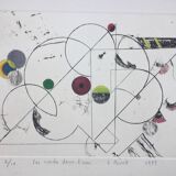 Enhanced etching. The round in the water. Claude BURET (1926-2010)