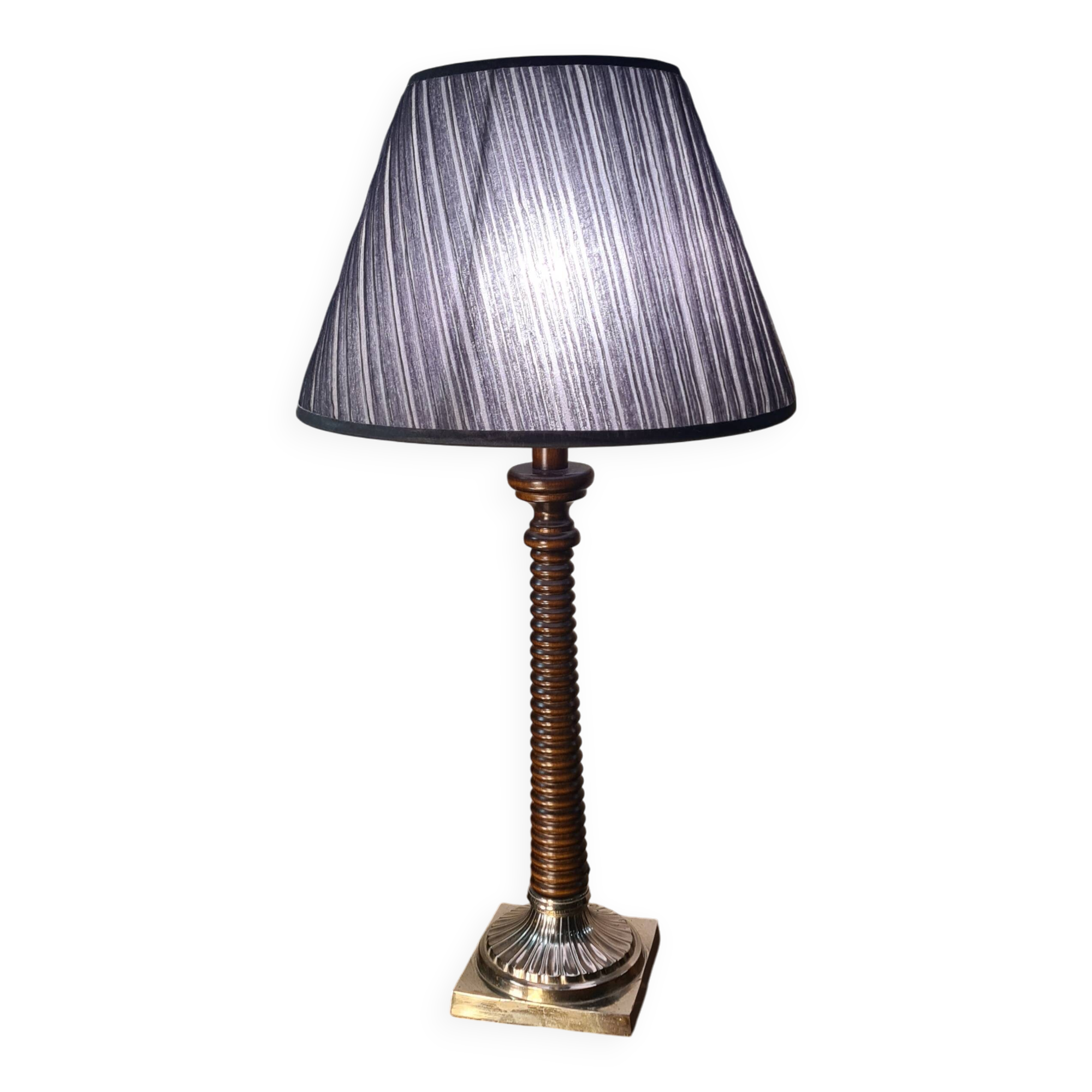 Striped wood lamp on silver base 70x25 classic 60s