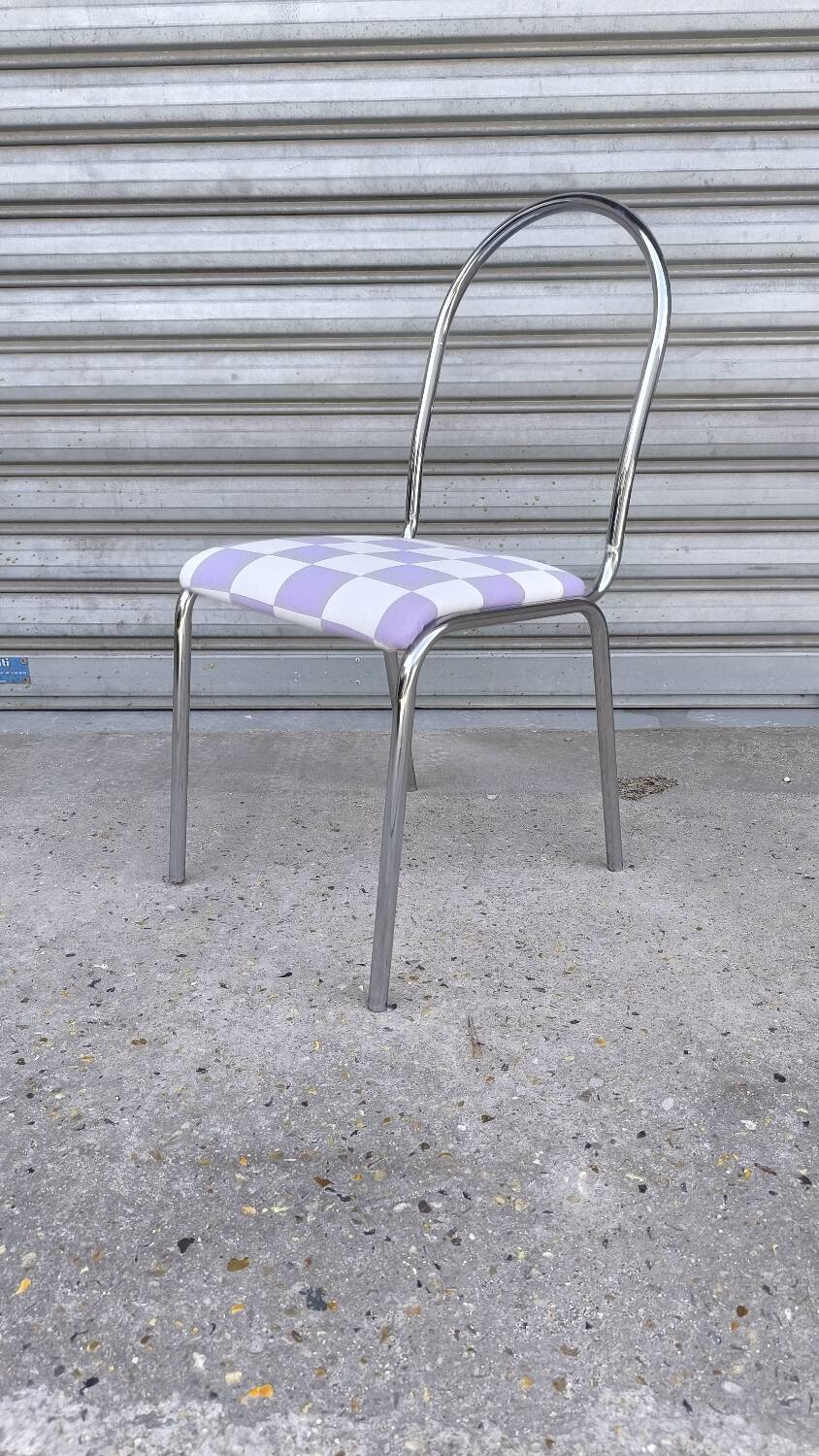 70s chrome metal tubular chair