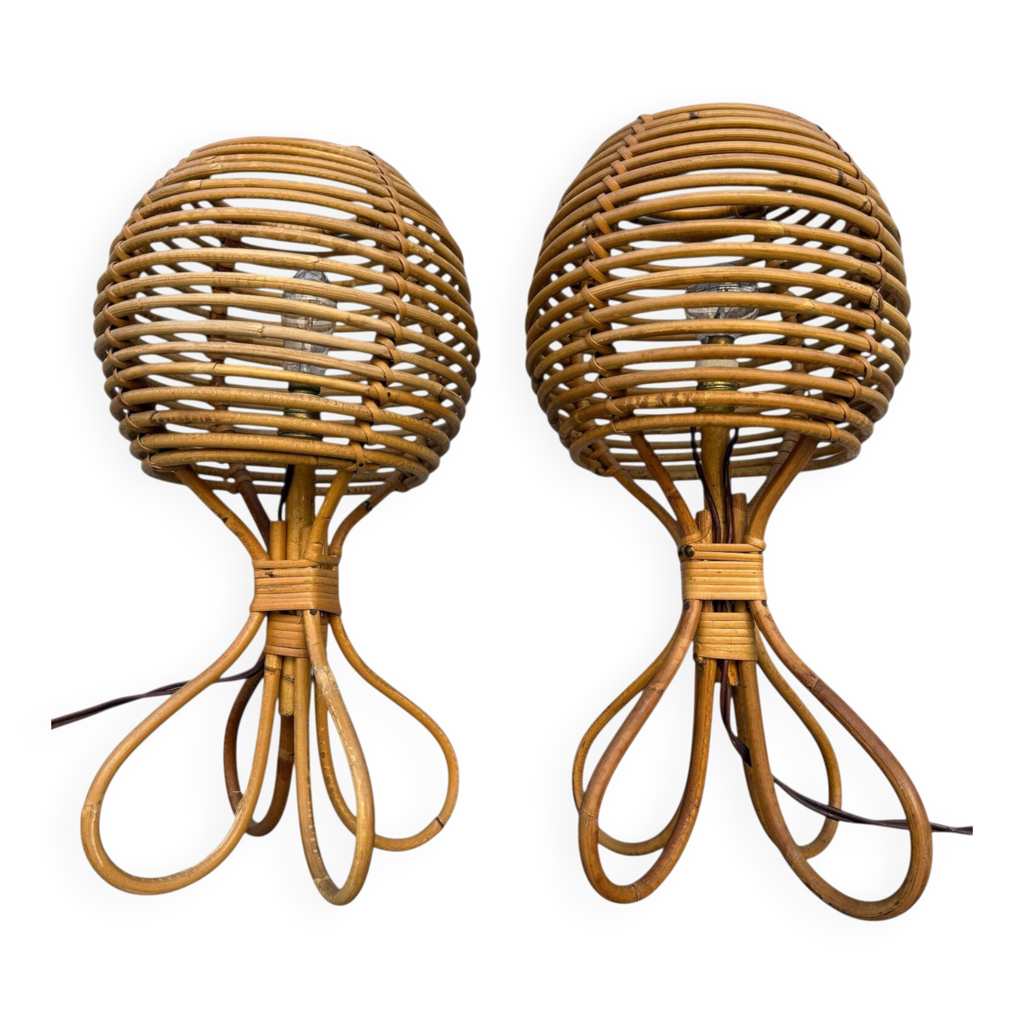 Pair of lamps in Roitn style Louis Sognot 60s