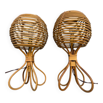 Pair of lamps in Roitn style Louis Sognot 60s