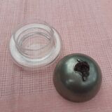 Round glass and pewter butter tray