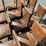 Set of 12 Henri II neo-Renaissance style chairs in walnut