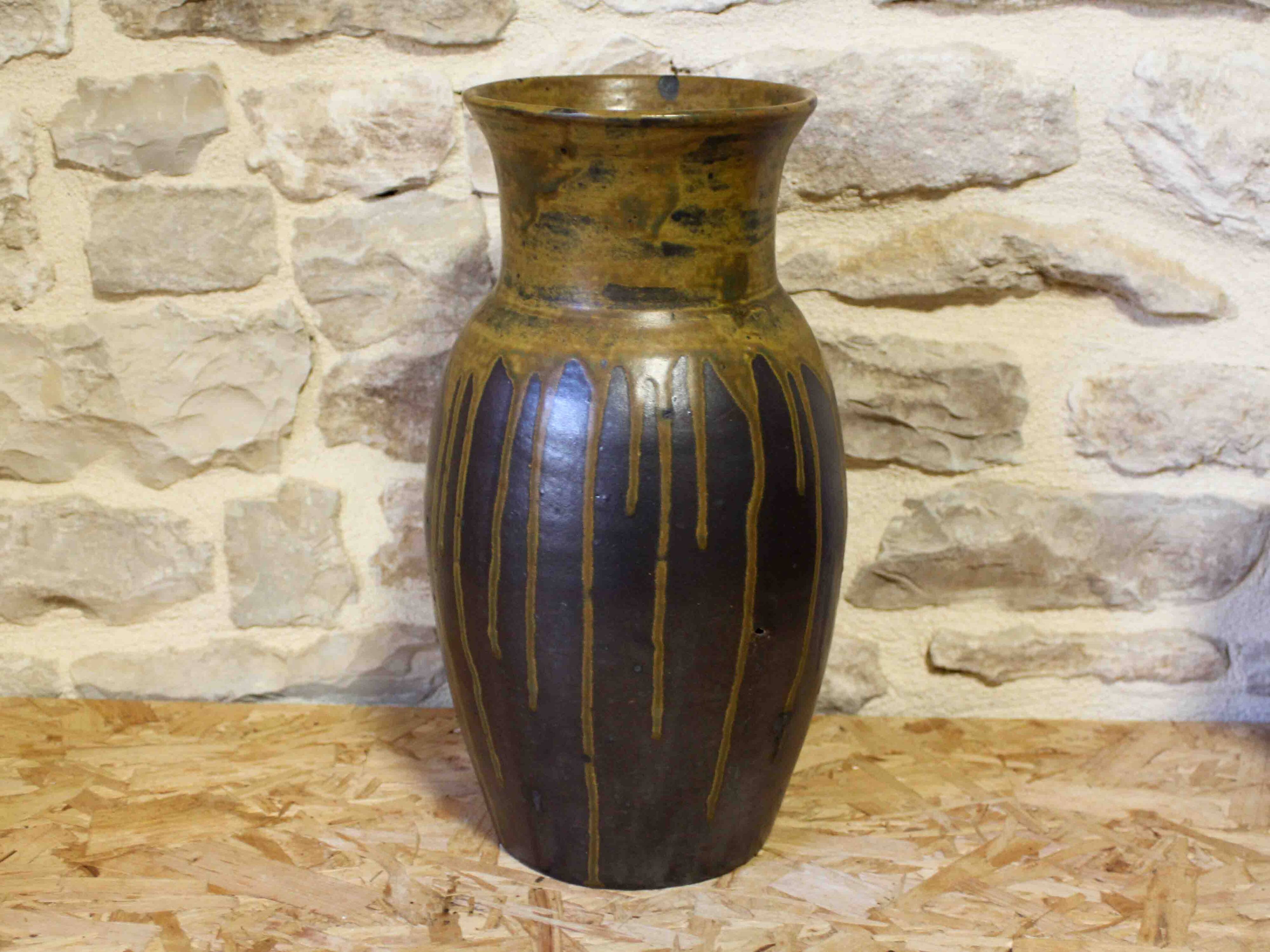 Large glazed stoneware vase Lucien Arnaud Saint-Amand-en-Puisaye