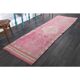 1970s Vintage Turkish Hand-Knotted Wool Cotton Pink Runner Rug 90x303