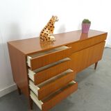 Dressoir en teck plus fin barkast avec lades et klepdeuren
