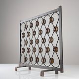 Wrought Iron Fire Screen with Orange Acrylic, Mid-Century, 1960s