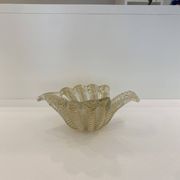 Murano Barovier 'Zebrati' Decor Glass Shell Bowl Hollywood Regency, 1960s