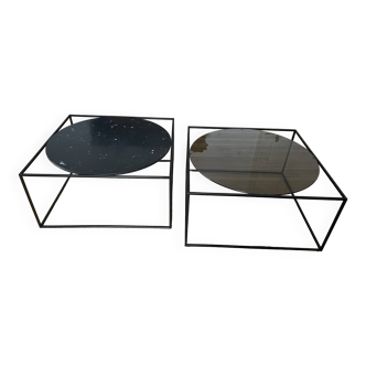 Roche Bobois glass and marble coffee tables