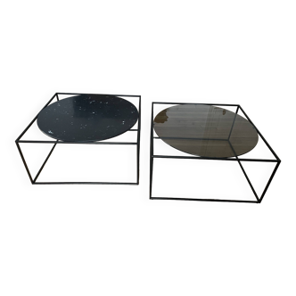 Tables basses Roche Bobois verre et marbre