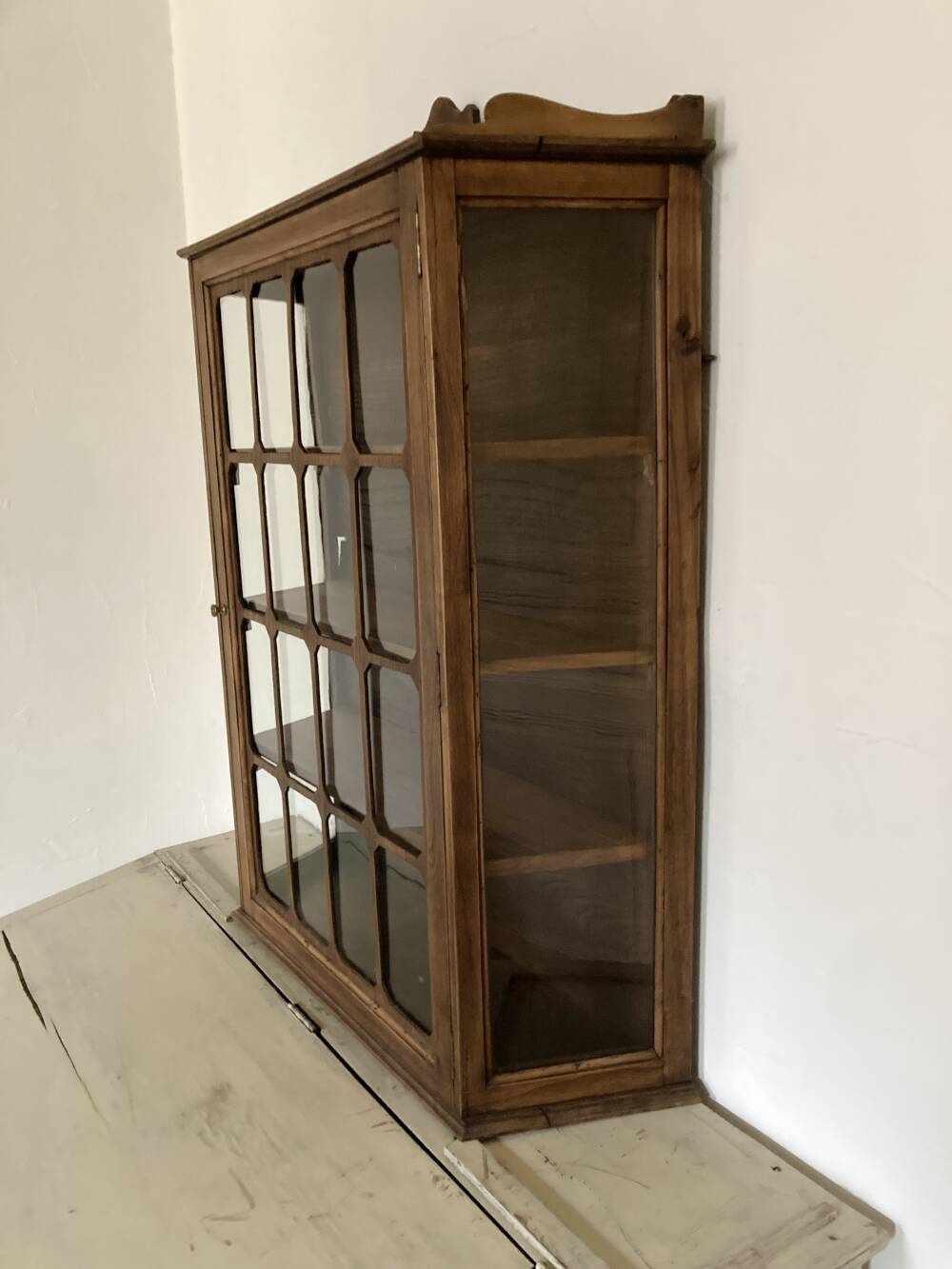 Antique wooden wall display cabinet