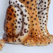Couple of vintage ceramic leopards sculptures - Italy circa 1980s