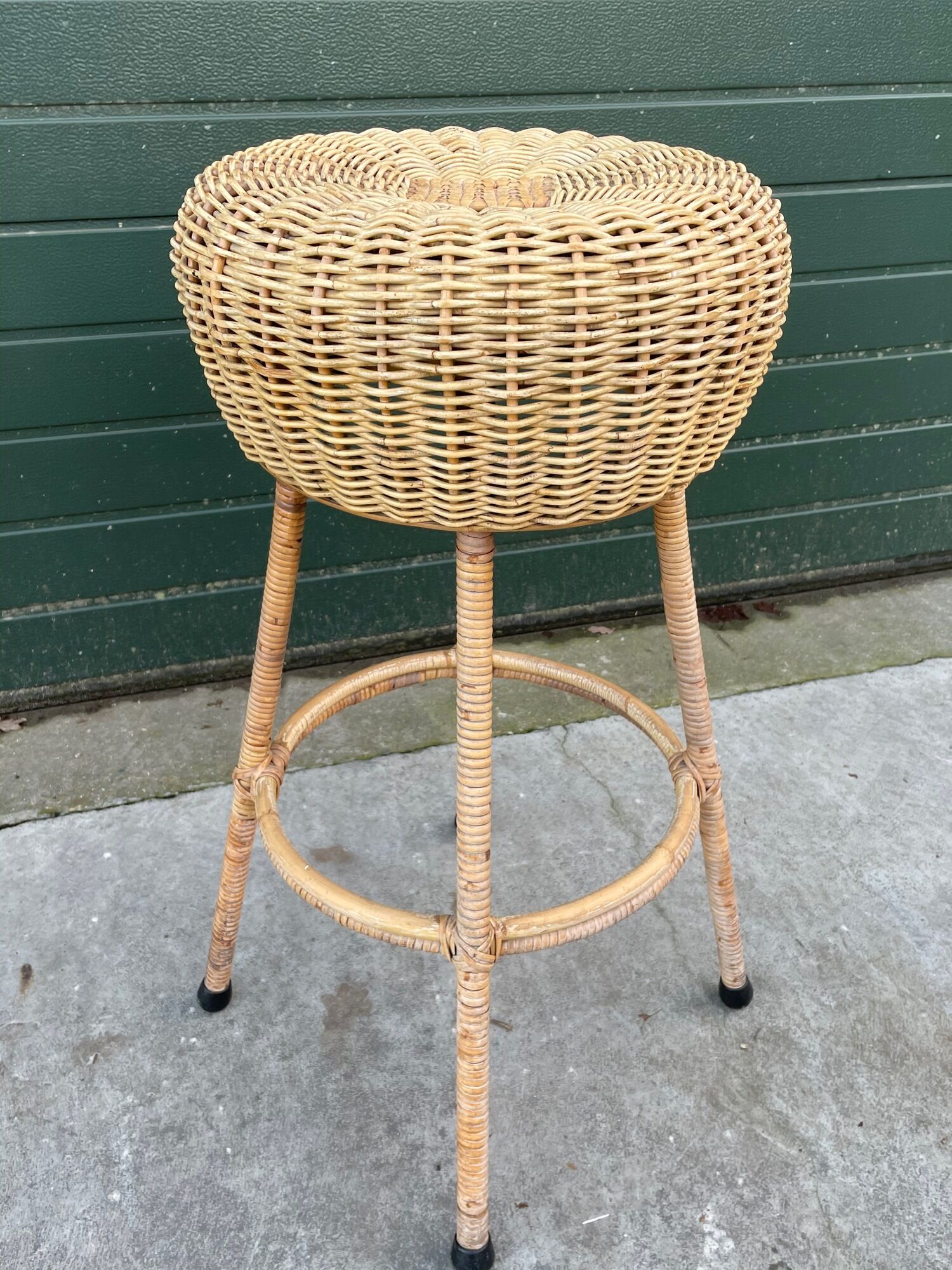 Set of four vintage rattan bar stools 1960 Nederland Design