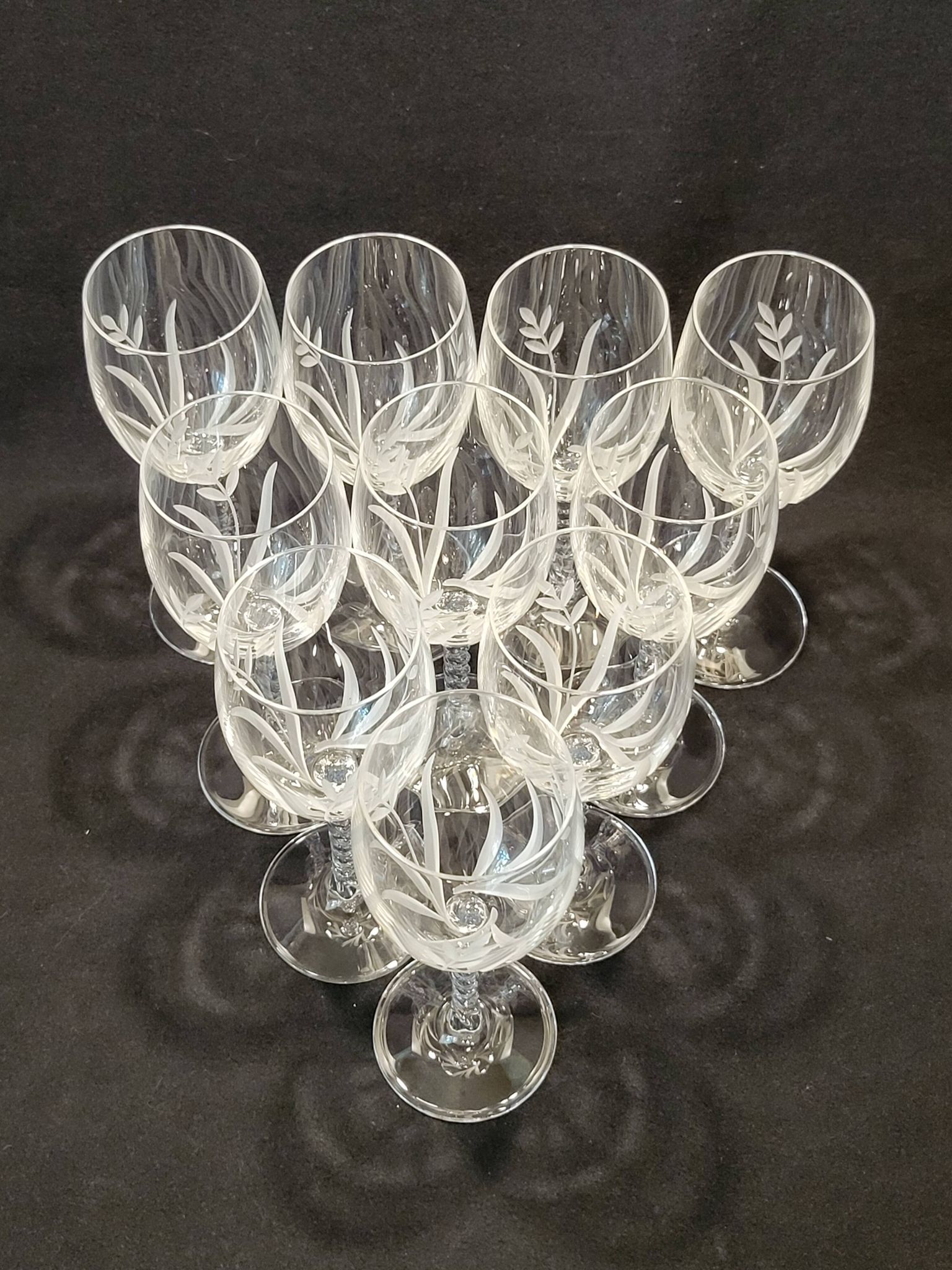10 Verres A Vin Cristal D'Arques Modèle Fleury Taillé Flamépis