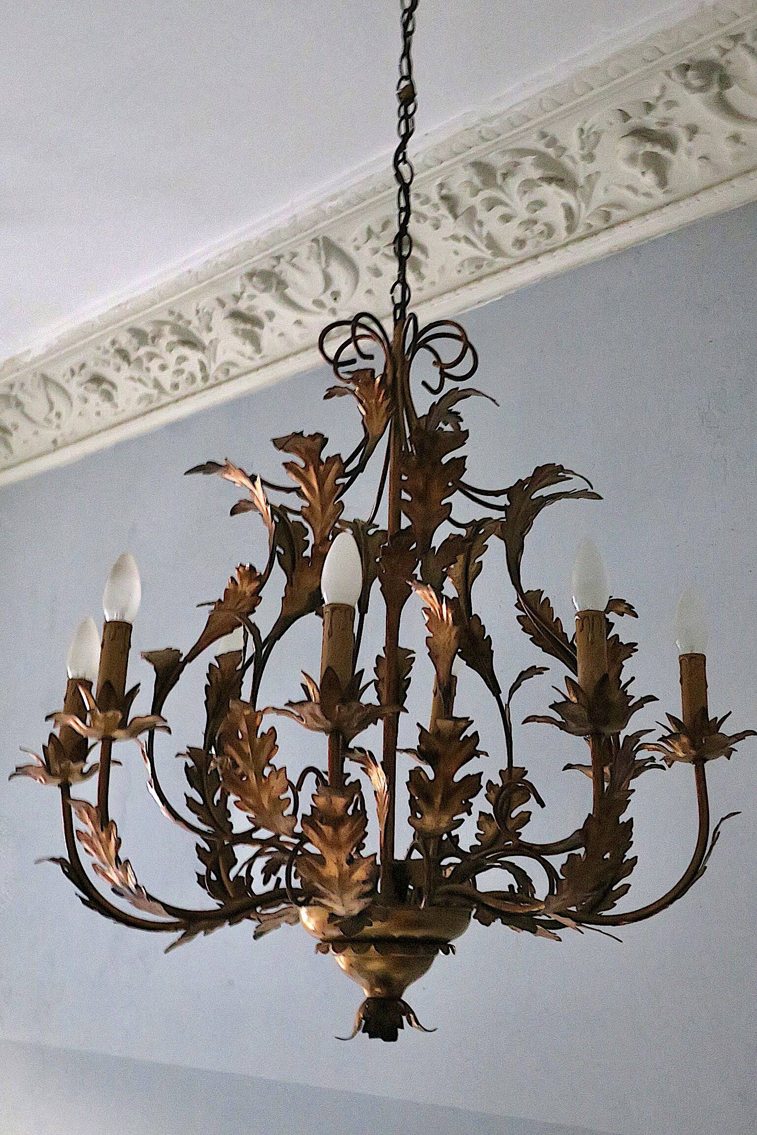 Large mid century gold plated chandelier by Hans Kögl, 1960s