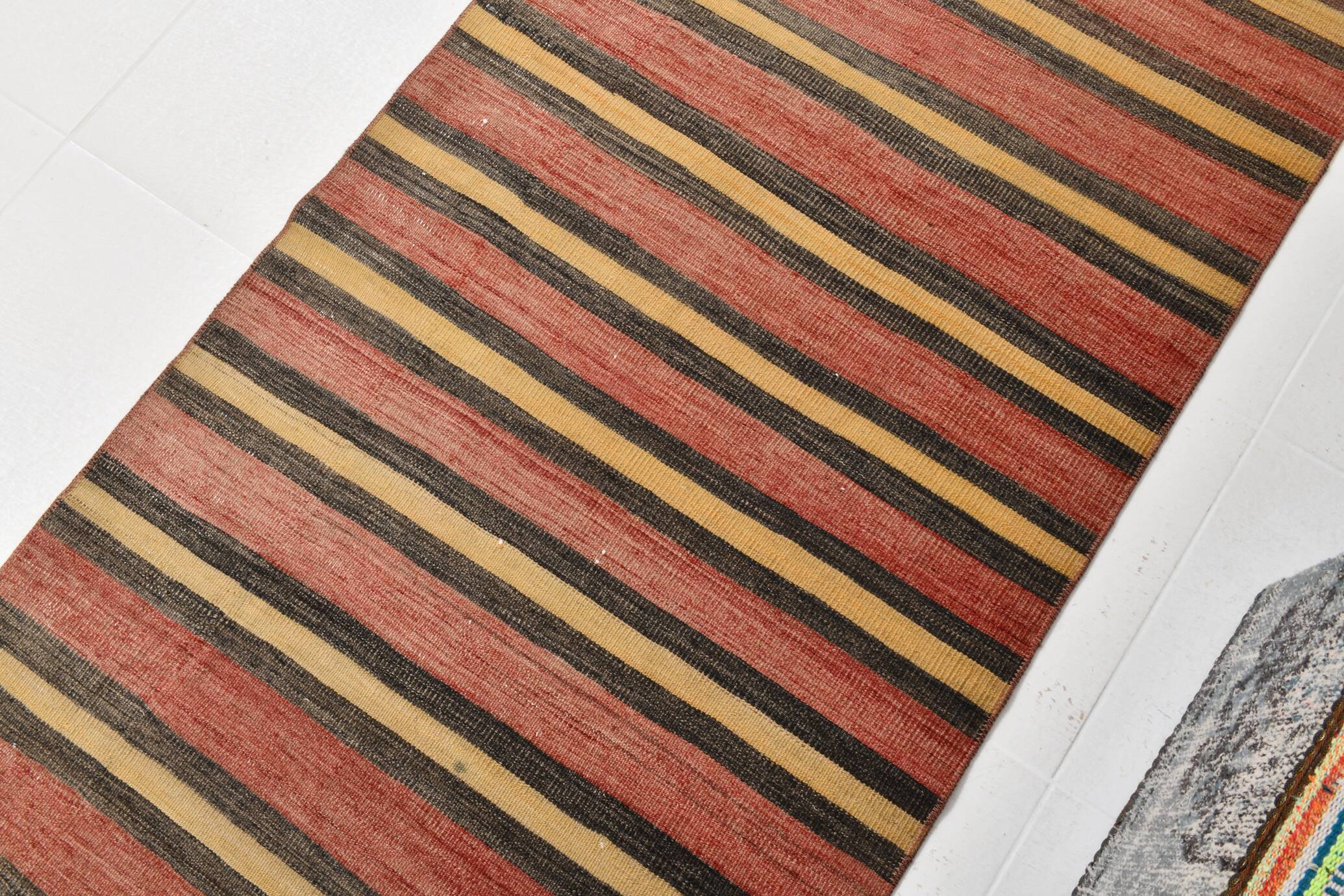 3x10 Rug For Hallway Red & Brown Vintage Kilim Runner Rug, 88x301Cm SK32981