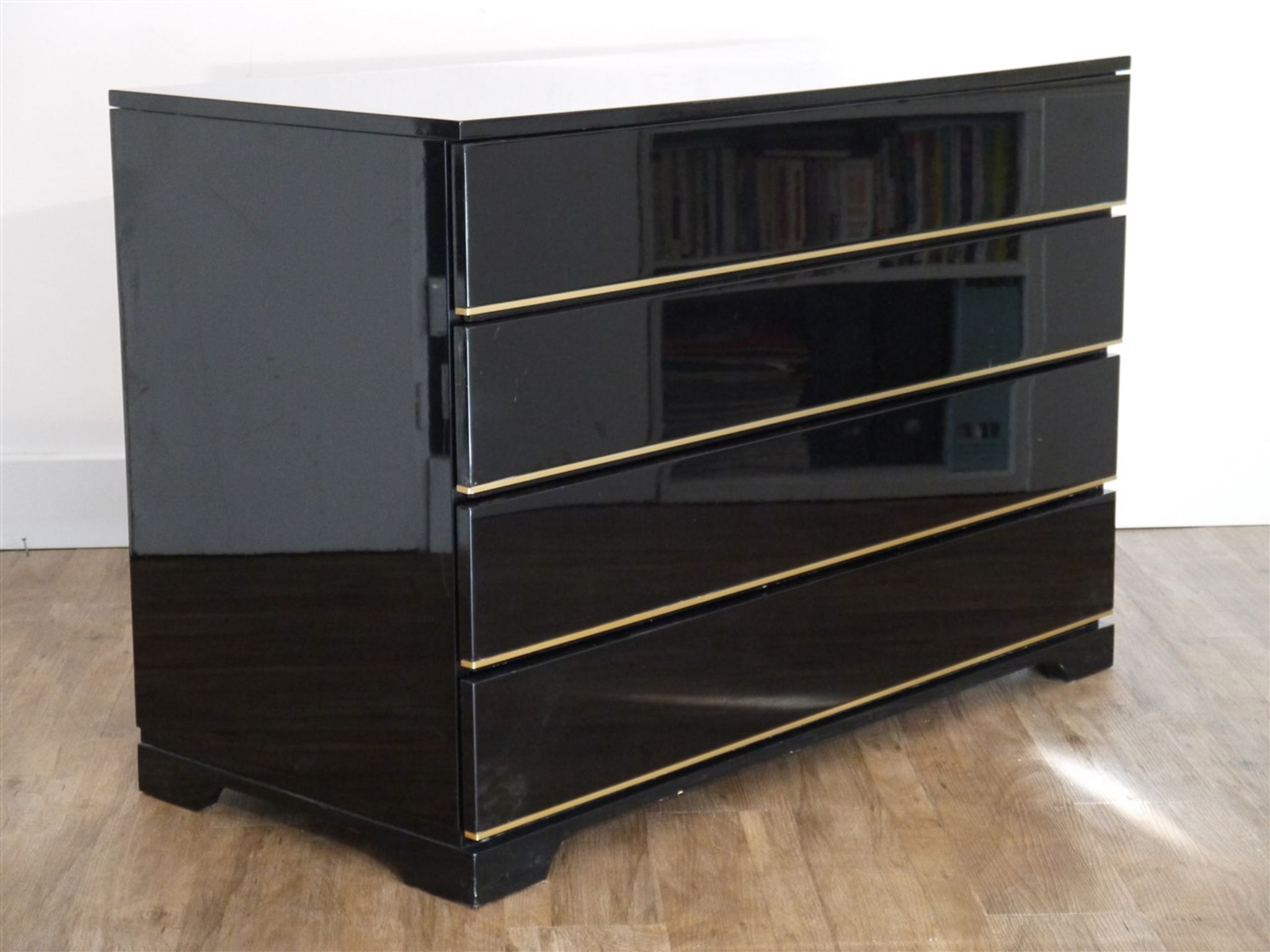 Wooden wooden dresser Laqué de Roche bobois 1970