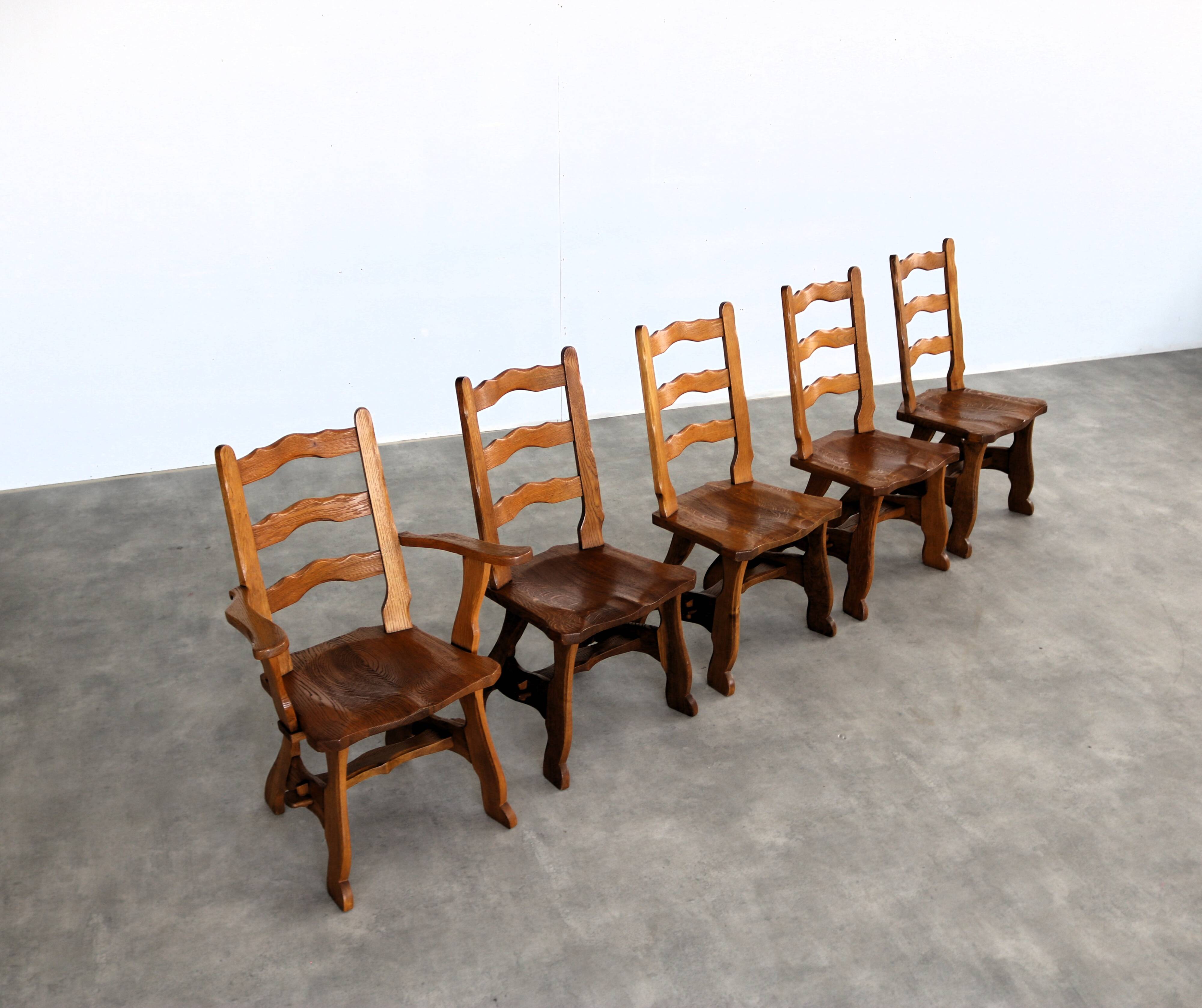 Brutalist dining chairs | vintage chairs | 1950s | oak