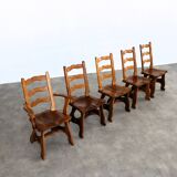 Brutalist dining chairs | vintage chairs | 1950s | oak