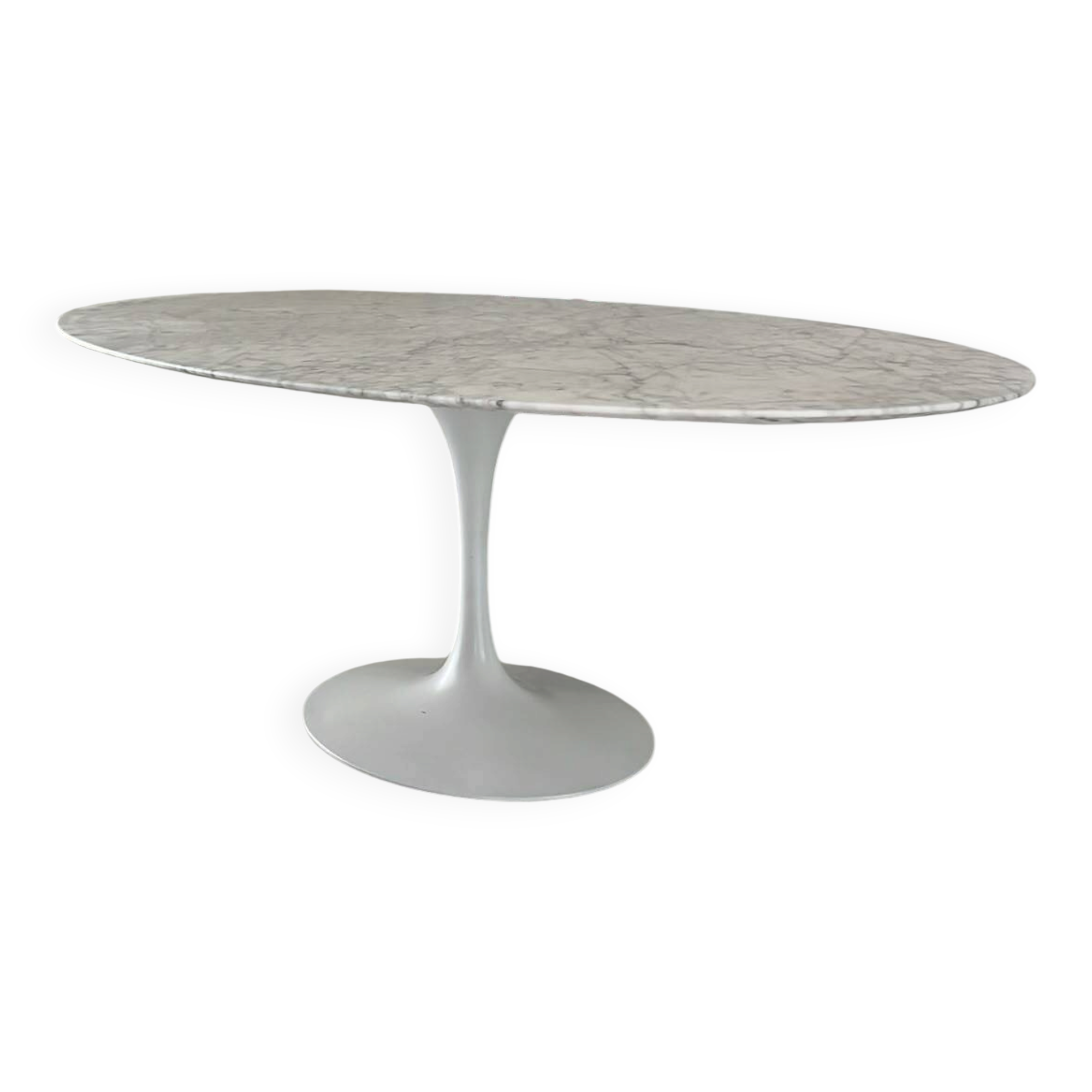 Original Knoll Tulip oval dining table 198x121 Eero Saarinen Arabescato Matt