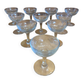 Set of 10 Champagne Glasses Moulded Glass France Vintage #E171
