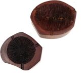 Organic modern set of 2 wood ashtrays, France 1970s