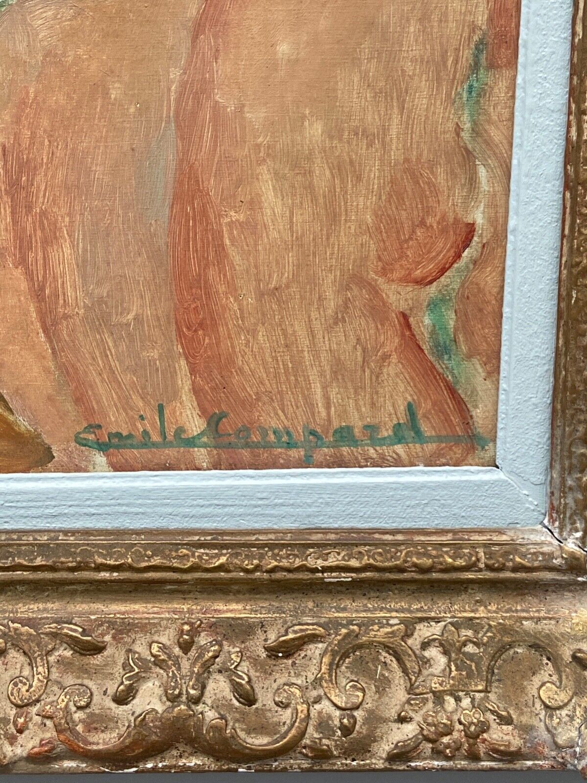 Oil on canvas by Emile Compard Portrait of women and composition