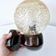 2 Art Deco ball wall lights Wood Cut glass Functional