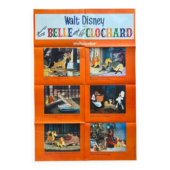 Affiche cinéma La belle et le clochard Walt Disney 1966