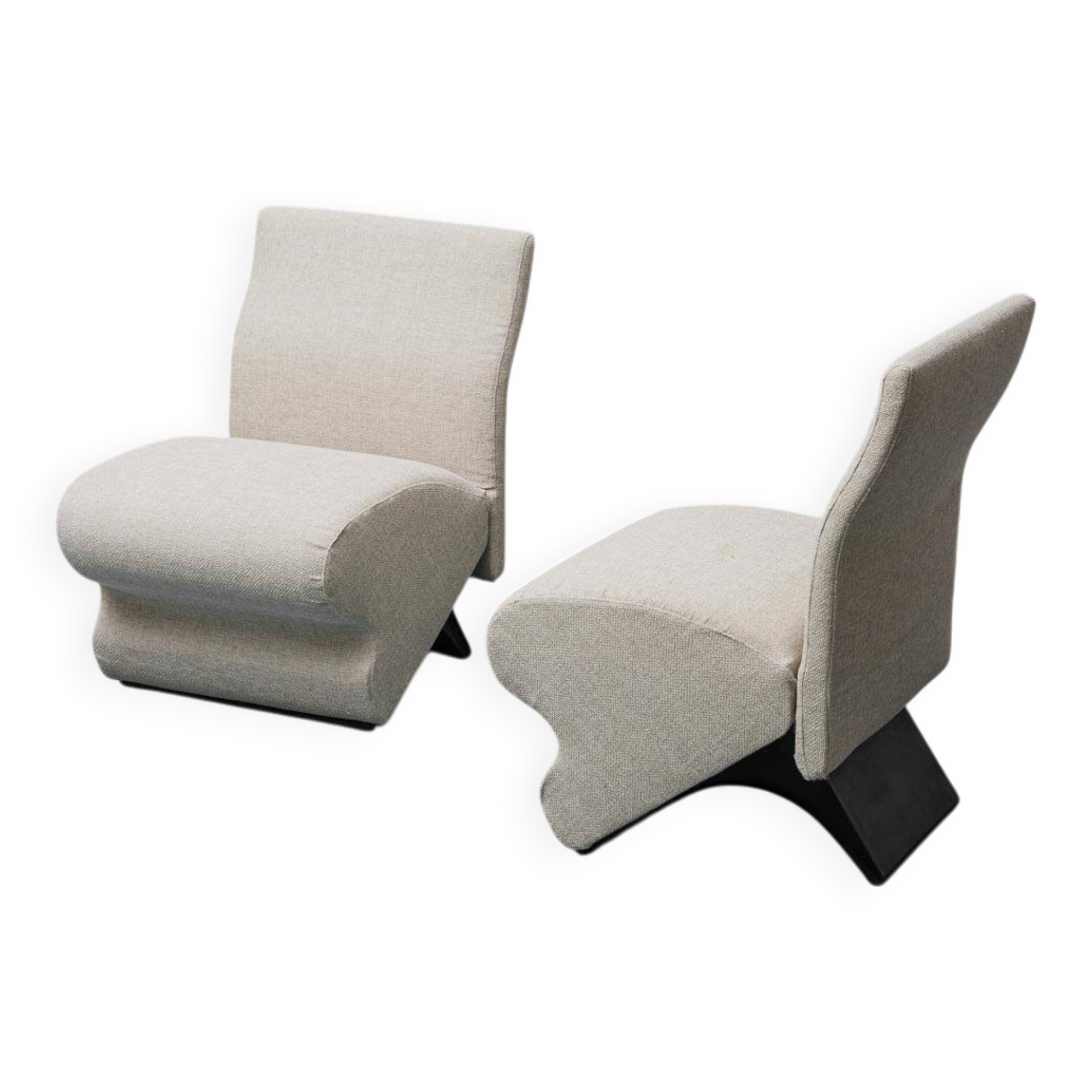 Pair of vintage fabric armchairs from the 1970s modernist period