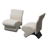 Pair of vintage fabric armchairs from the 1970s modernist period