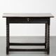 Antique English oak side table from the 18th century with bobbin legs