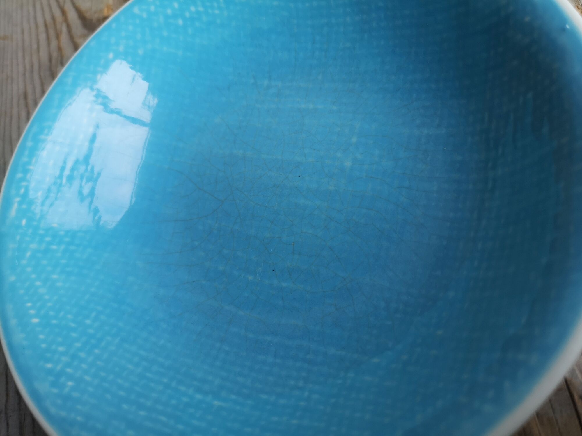 Blue Saucer in Faience from Salins Collection Deauville