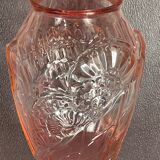 Old art deco vase sn pressed glass pink, 30